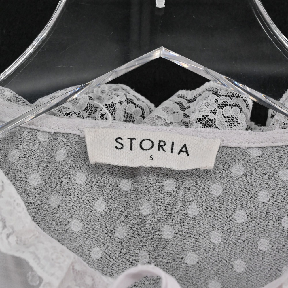 Storia Womens Lace Peasant Top Size S Romantic Ethereal Delicate Boho‎ LAVENDER - Picture 6 of 12